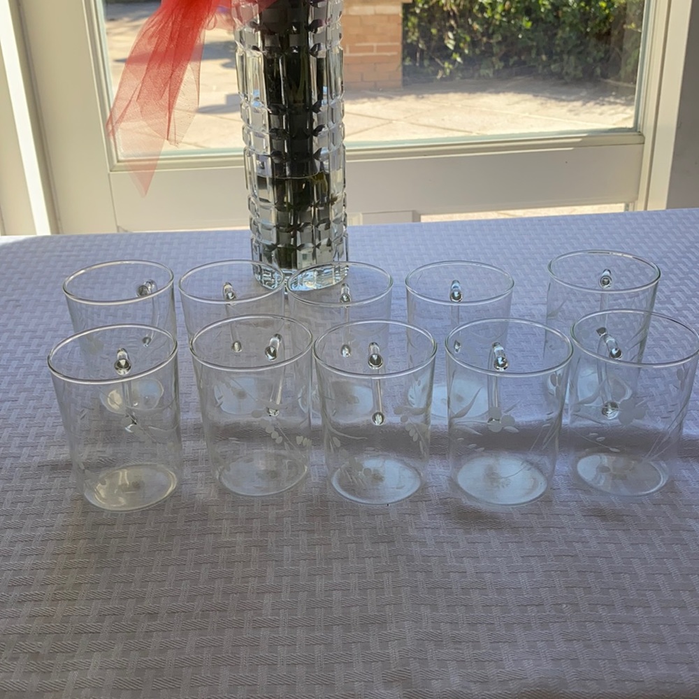 CZECHOSLOVAK glass tea cups. 10 tea cups